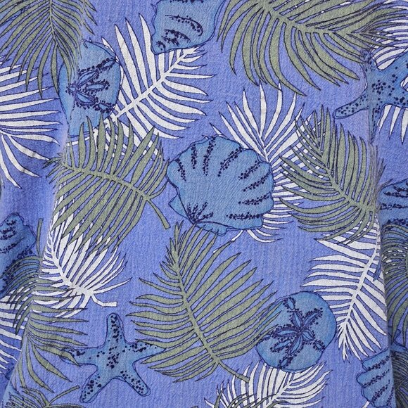 Icantoo Blouse Womens Size M Blue Tropical Print Button Up Shirt Top Cotton - Picture 4 of 8